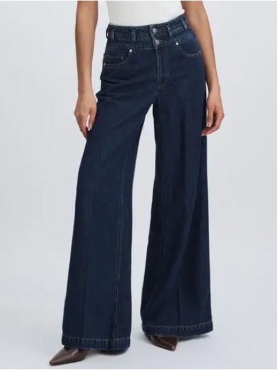 PAIGE Denim - PAIGE Portia Double Waistband Wide Leg Jeans